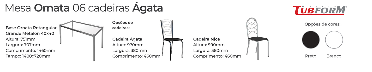 MEDIDAS MESA ORNATA CADEIRA ÁGATA