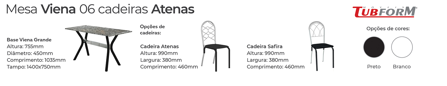 MEDIDAS MESA VIENA CADEIRA ATENAS